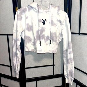NWOT Misguided x Playboy Crop Tie Dye Hoodie Size Small